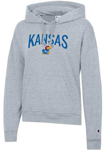 Champion Kansas Jayhawks Womens Grey Powerblend Hooded Sweatshirt