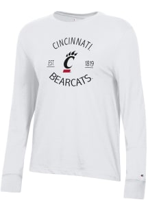 Womens Cincinnati Bearcats White Champion Core LS Tee