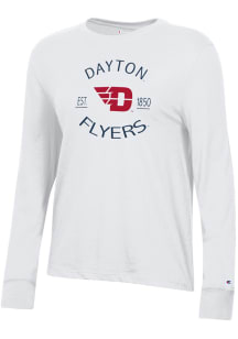 Champion Dayton Flyers Womens White Core LS Tee