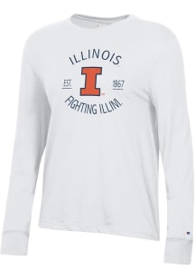 Champion Illinois Fighting Illini Womens White Core LS Tee