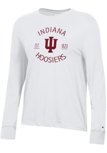 Womens Indiana Hoosiers White Champion Core LS Tee