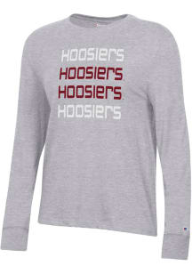 Womens Indiana Hoosiers Grey Champion Core LS Tee