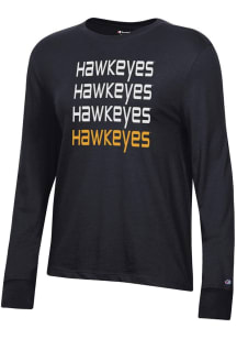 Womens Iowa Hawkeyes Black Champion Core LS Tee