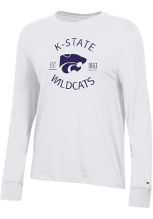 Womens K-State Wildcats White Champion Core LS Tee