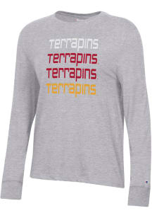 Womens Maryland Terrapins Grey Champion Core LS Tee