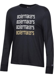 Womens Purdue Boilermakers Black Champion Core LS Tee