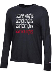 Womens Rutgers Scarlet Knights Black Champion Core LS Tee