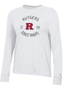 Womens Rutgers Scarlet Knights White Champion Core LS Tee