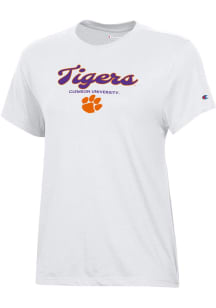 Champion Clemson Tigers Womens White Core Short Sleeve T-Shirt