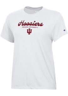 Indiana Hoosiers White Champion Cursive Core Short Sleeve T-Shirt