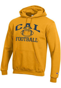 Champion Cal Golden Bears Mens Gold Football Powerblend Long Sleeve Hoodie