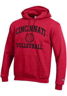 Mens Cincinnati Bearcats Red Champion Volleyball Powerblend Hooded Sweatshirt