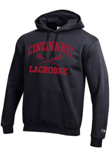 Mens Cincinnati Bearcats Black Champion Lacrosse Powerblend Hooded Sweatshirt