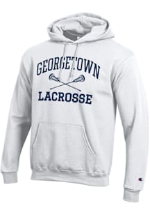 Champion Georgetown Hoyas Mens White Lacrosse Powerblend Long Sleeve Hoodie