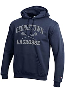 Champion Georgetown Hoyas Mens Navy Blue Lacrosse Powerblend Long Sleeve Hoodie