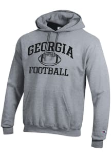 Champion Georgia Bulldogs Mens Grey Football Powerblend Long Sleeve Hoodie