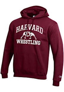 Champion Harvard Crimson Mens Maroon Wrestling Powerblend Long Sleeve Hoodie