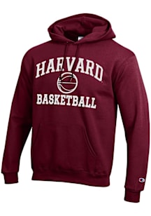 Champion Harvard Crimson Mens Maroon Basketball Powerblend Long Sleeve Hoodie