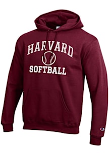 Champion Harvard Crimson Mens Maroon Softball Powerblend Long Sleeve Hoodie
