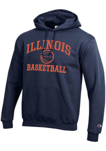 Mens Illinois Fighting Illini Navy Blue Champion Basketball Powerblend Hooded Sweatshirt