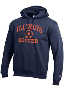 Mens Illinois Fighting Illini Navy Blue Champion Soccer Powerblend Hooded Sweatshirt