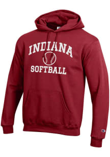 Mens Indiana Hoosiers Cardinal Champion Softball Powerblend Hooded Sweatshirt