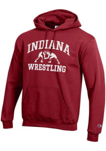 Mens Indiana Hoosiers Cardinal Champion Wrestling Powerblend Hooded Sweatshirt