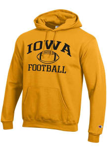 Champion Iowa Hawkeyes Mens Gold Football Powerblend Long Sleeve Hoodie