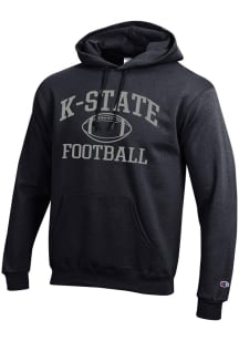 Mens K-State Wildcats Black Champion Football Powerblend Hooded Sweatshirt