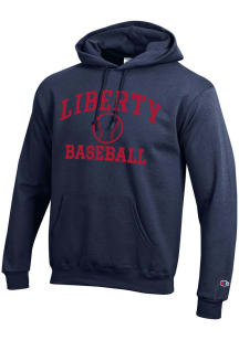 Champion Liberty Flames Mens Navy Blue Baseball Powerblend Long Sleeve Hoodie