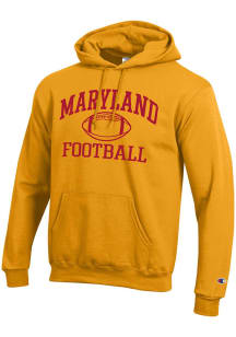 Mens Maryland Terrapins Gold Champion Football Powerblend Hooded Sweatshirt