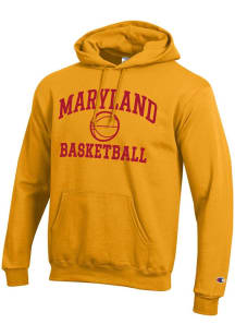 Mens Maryland Terrapins Gold Champion Basketball Powerblend Hooded Sweatshirt