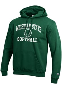 Mens Michigan State Spartans Green Champion Softball Powerblend Hooded Sweatshirt