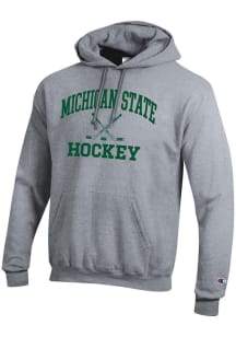 Mens Michigan State Spartans Grey Champion Hockey Powerblend Hooded Sweatshirt