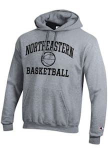 Champion Northeastern Huskies Mens Grey Basketball Powerblend Long Sleeve Hoodie