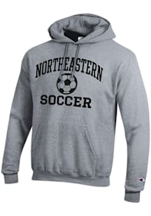 Champion Northeastern Huskies Mens Grey Soccer Powerblend Long Sleeve Hoodie