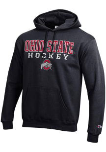 Mens Ohio State Buckeyes Black Champion Hockey Powerblend Design Hooded Sweatshirt