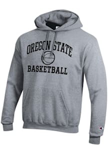 Champion Oregon State Beavers Mens Grey Basketball Powerblend Long Sleeve Hoodie