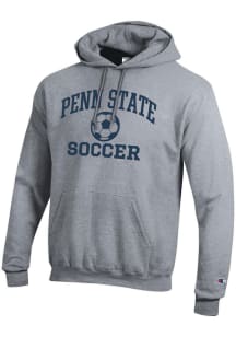 Mens Penn State Nittany Lions Grey Champion Soccer Powerblend Hooded Sweatshirt