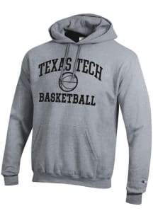 Champion Texas Tech Red Raiders Mens Grey Basketball Powerblend Long Sleeve Hoodie