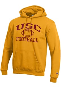 Mens USC Trojans Gold Champion Football Powerblend Hooded Sweatshirt