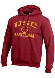 Mens USC Trojans Cardinal Champion Basketball Powerblend Hooded Sweatshirt