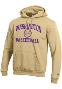 Mens Washington Huskies Gold Champion Baseball Powerblend Hooded Sweatshirt