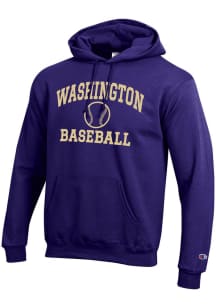 Mens Washington Huskies Purple Champion Baseball Powerblend Hooded Sweatshirt