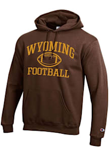 Champion Wyoming Cowboys Mens Brown Football Football Powerblend Long Sleeve Hoodie