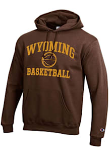 Champion Wyoming Cowboys Mens Brown Basketball Powerblend Long Sleeve Hoodie