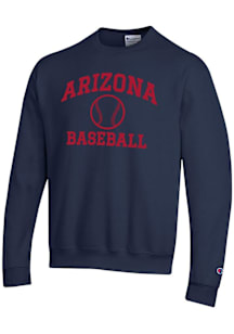 Champion Arizona Wildcats Mens Navy Blue Baseball Powerblend Long Sleeve Crew Sweatshirt