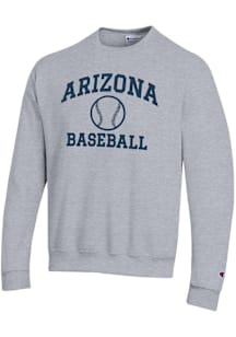 Champion Arizona Wildcats Mens Grey Baseball Powerblend Long Sleeve Crew Sweatshirt