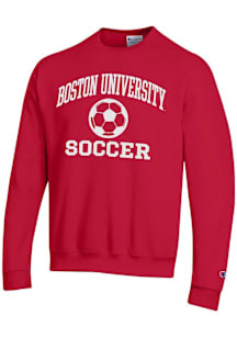 Champion Boston Terriers Mens Red Soccer Powerblend Long Sleeve Crew Sweatshirt