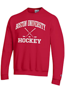 Champion Boston Terriers Mens Red Hockey Powerblend Long Sleeve Crew Sweatshirt